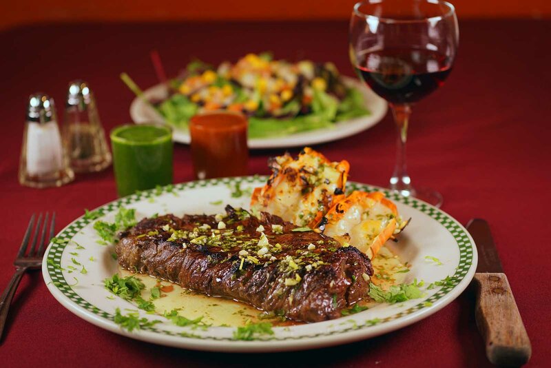 Steak entree with side of lobster tail